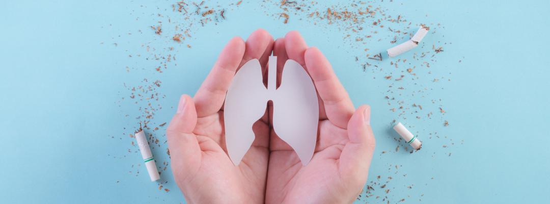 lunge in der hand - weltnichtrauchertag